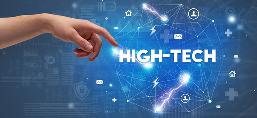 Hand pointing at inscription concept