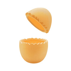Open two half ceramic egg easter decoration isolated