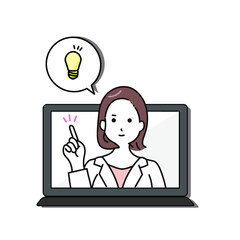オンライン診療でポイントを伝える白衣を着る女性