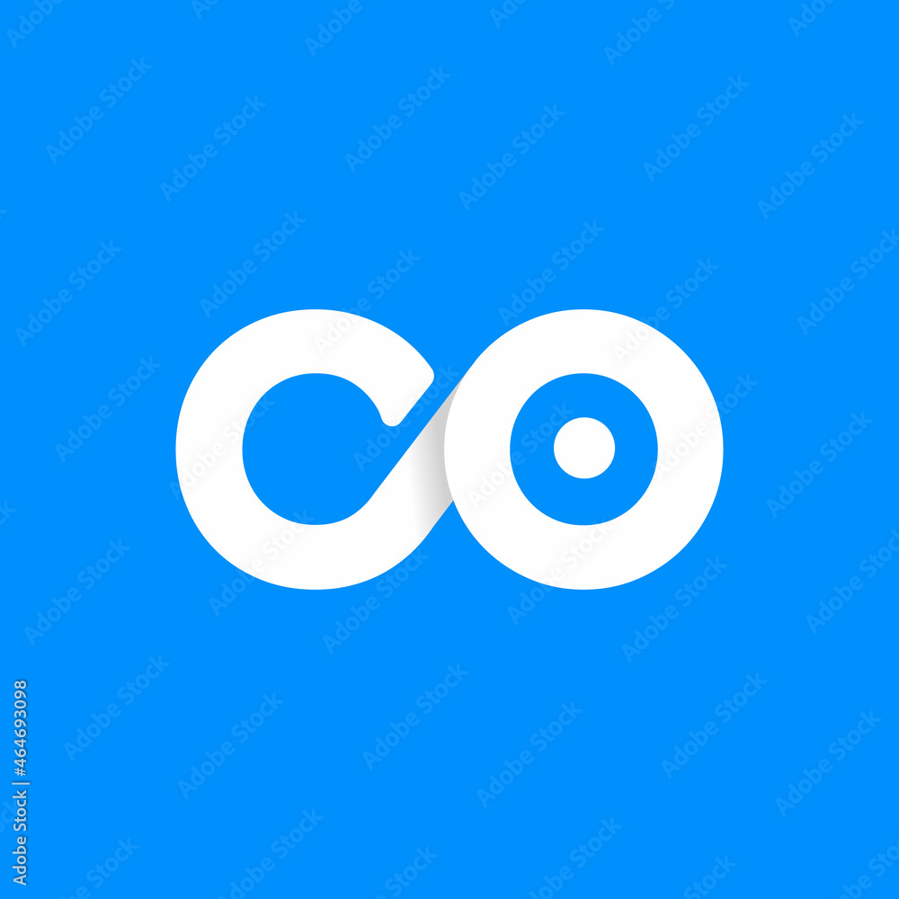 Poster Abstract Initial Letter C and O Linked Logo. Blue Gradient Circular Rounded Infinity Style with Connected Dots. Usable for Business and Technology Logos. Flat Vector Logo Design Template Element.