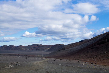 Fototapeta na wymiar Desolate landscape from Kverfjoll area, Iceland panorama
