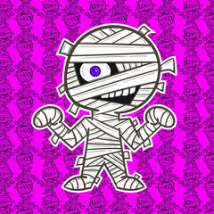 Momia caricatura para halloween y patron