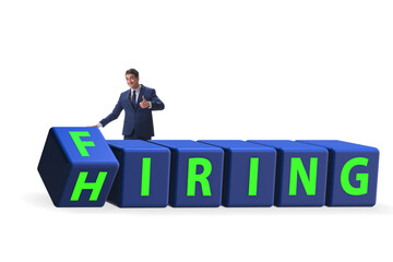 Hiring and firing concept with turning cubes