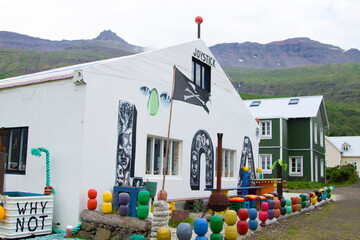 Seydisfjordur decorated house close up, Iceland landmark