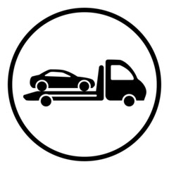 Obraz premium Tow truck icon. The car is on a tow truck