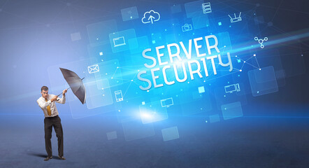 defending with umbrella from cyber attack