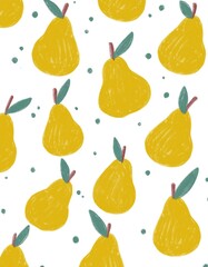 Fruit pear pattern, chalk drawing, kids drawing doodle fruit