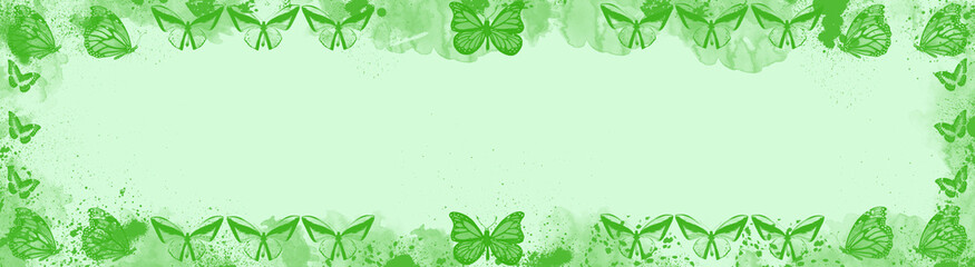 Zielone tło z motylami © Hanna