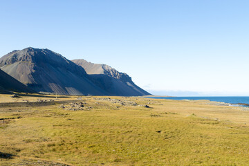 Hvalnes lava beach landscape, east Iceland landmark