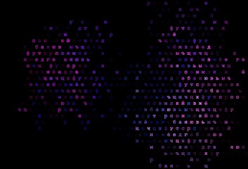 Dark pink, blue vector cover with english symbols.