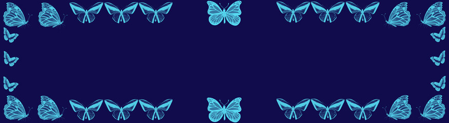 Niebieskie tło z motylami. © Hanna