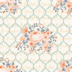 Floral print seamless pattern endless repeat for textile and papers.