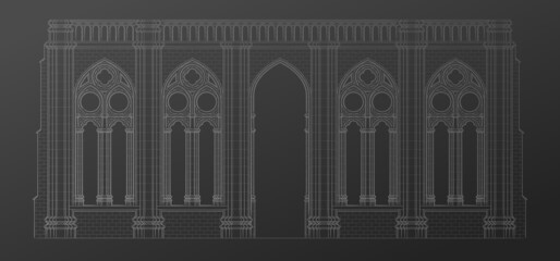 Gothic architecture graphically, vector illustration.