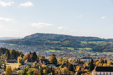 Arlesheim, Dom, Weinberg, Birstal, Birsebene, Dorf, Herbst, Herbstlaub, Ermitage, Baselland,...