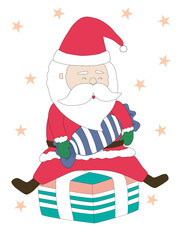 Merry Christmas with Santa Claus characters in various gestures Designed in doodle style for Christmas themes, decorations, cards, patterns, pillow patterns, t-shirts, stickers, digital print and more