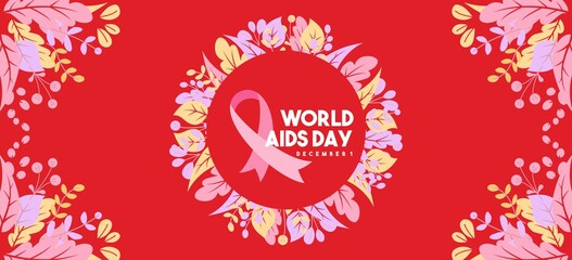 World aids day design template. Stroke red ribbon. October is Cancer Awareness Month