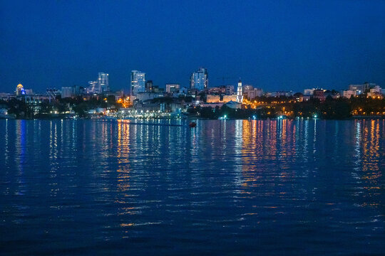 Panorama od Samara at night from passenger ship