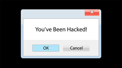 Digital Window with Warning Message. You Have been Hacked User Interface