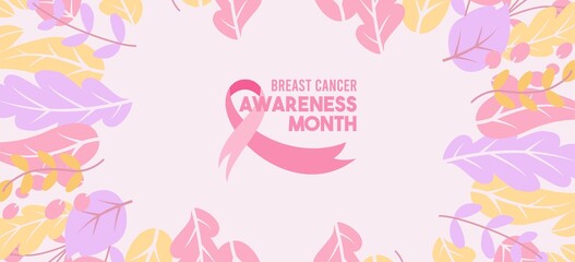 Vector Breast Cancer Awareness Month Poster Design. Stroke Pink Ribbon. October is Cancer Awareness Month