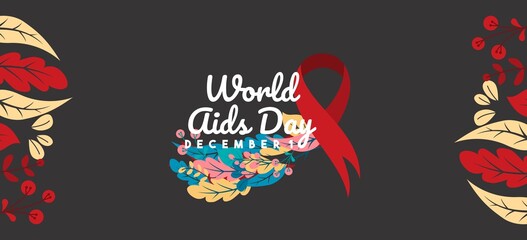 World aids day design template. Stroke red ribbon. October is Cancer Awareness Month