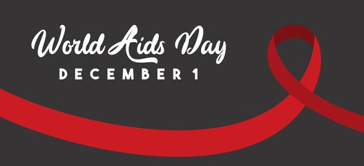 World aids day design template. Stroke red ribbon. October is Cancer Awareness Month