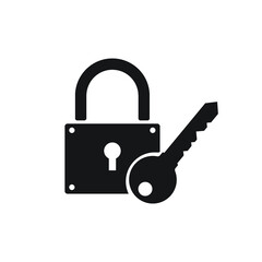 Lock and key icon isolated on white