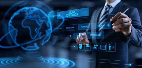 Online education internet learning e-learning concept on digital interface.