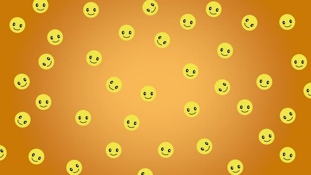 seamless looping animation with many icon of smiles that wiggle on a yellow background