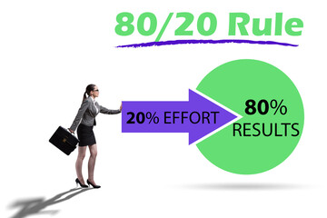 Businesswoman in pareto rule illustration