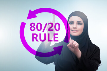 Businesswoman in pareto rule illustration