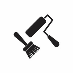Set of Paint Roller and Brush Icon