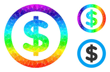 lowpoly finance icon with spectral colorful. Spectral colorful polygonal finance vector is designed with randomized colored triangles. Flat geometric 2d modeling symbol is based on finance pictogram.