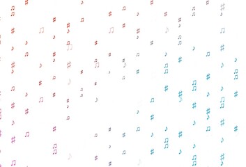 Light Blue, Red vector texture with musical notes.