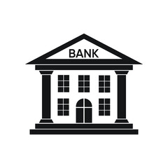 Bank building icon on white background