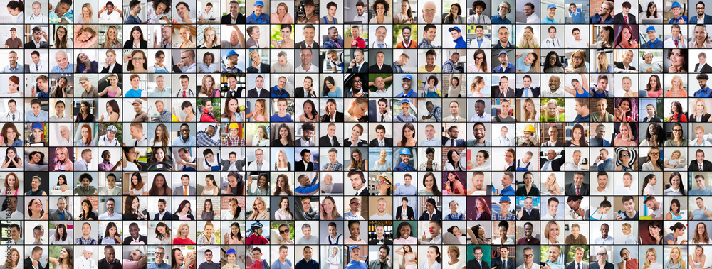 Wall mural People Face Headshots. Diverse Group Avatars