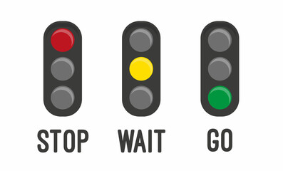Traffic lights showing red green and red isolated. Vector illustration