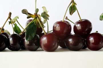 cherries on a black background