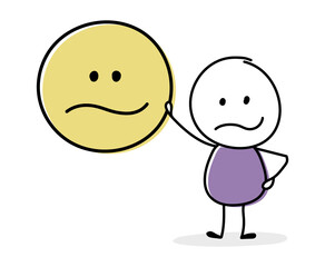 Obraz premium Angry cartoon caricature with emoticon icon. Business concept. Vector