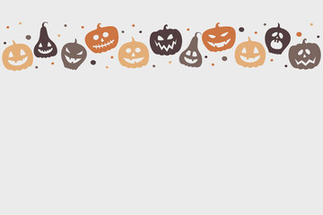 Design of Halloween background with funny pumpkin lanterns. Vector