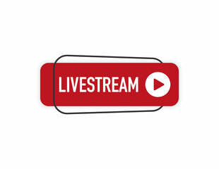 Live streaming icon. Button for broadcasting, livestream or online stream. Template for tv, online channel, live. Vector illustration
