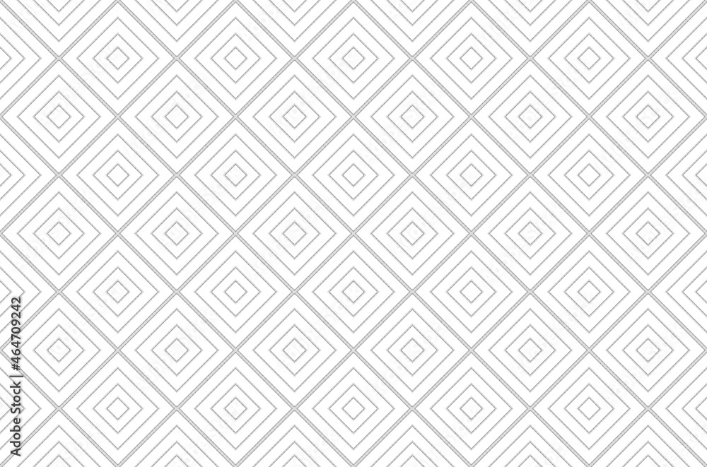 Poster 3d rendering. seamless modern light gray square grid pattern wall background.