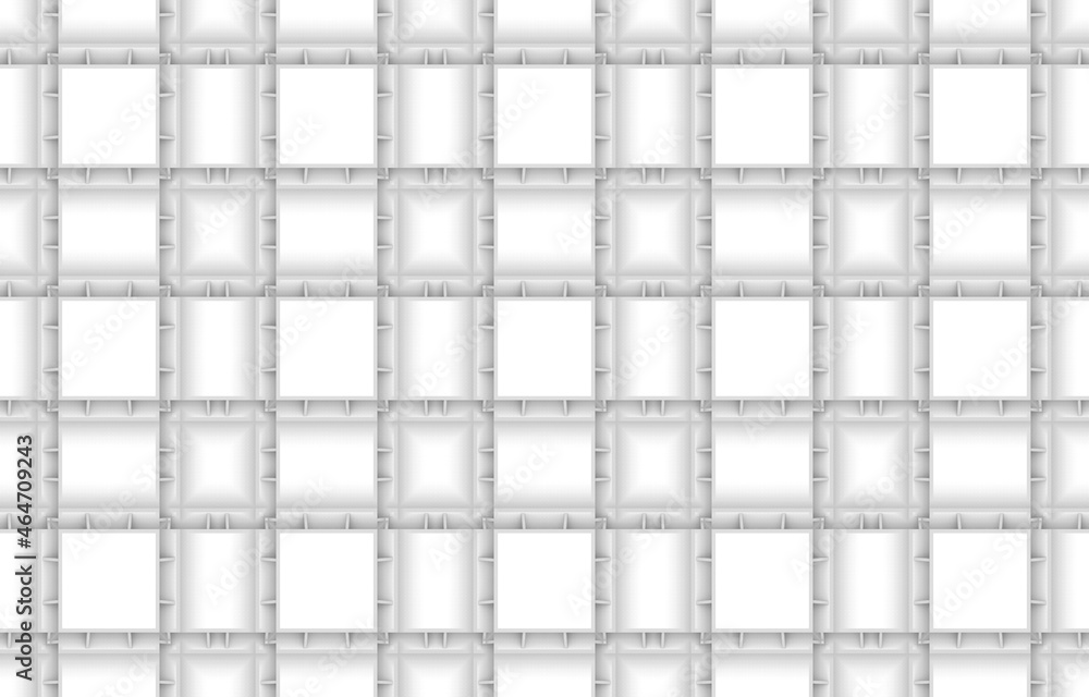 Poster 3d rendering. seamless modern light gray square grid pattern wall background.