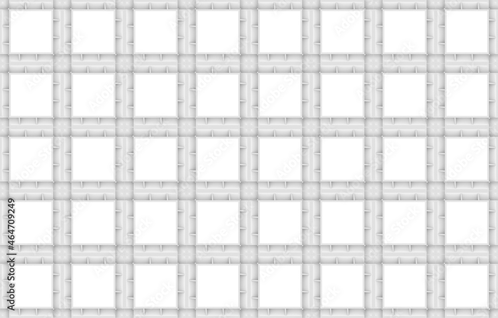 Aufkleber 3d rendering. seamless modern light gray square grid pattern wall background.
