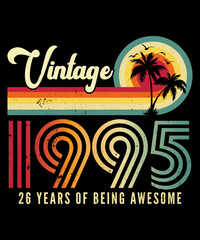 Vintage 1995 Birthday 26 Years Old T-shirt Design