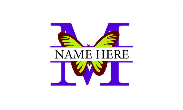 M Alphabet Butterfly abstract monogram vector logo template