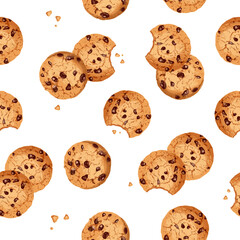 Cookie pattern. Realistic cookie vector seamless pattern. Background for gift wrapping paper, fabric, clothes, textile, surface textures, scrapbook.