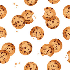 Cookie pattern. Realistic cookie seamless pattern. Background for gift wrapping paper, fabric, clothes, textile, surface textures, scrapbook.