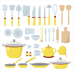 cooking set with flat design style