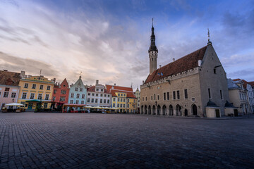 Tallinn Town Hall Square at sunset - Tallinn, Estonia