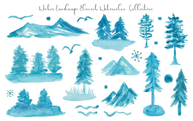 winter landscape with trees element collection
